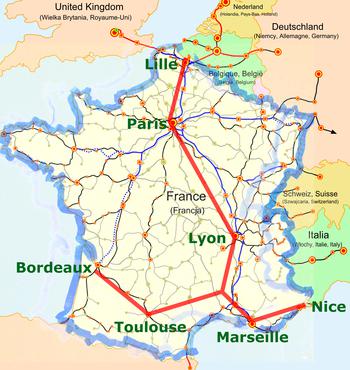 Comparaison du réseau optimisé avec les lignes de TGV